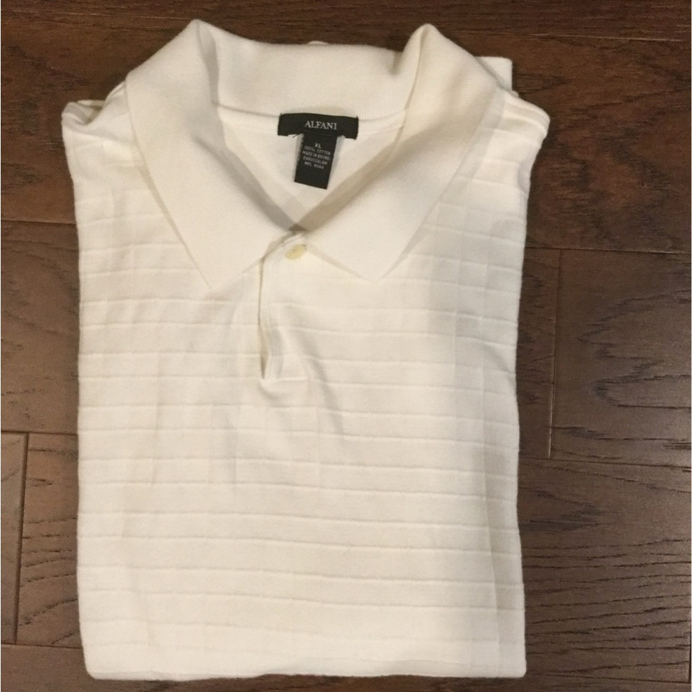 Alfani Men's Creamy White Polo Shirt XL